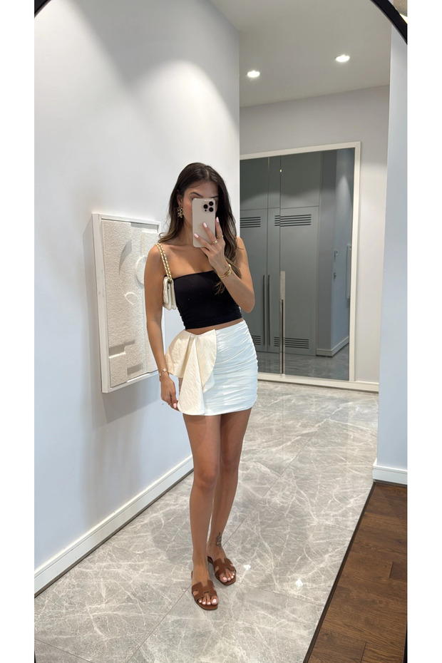 Cream Flounce Mini Skirt - 52103