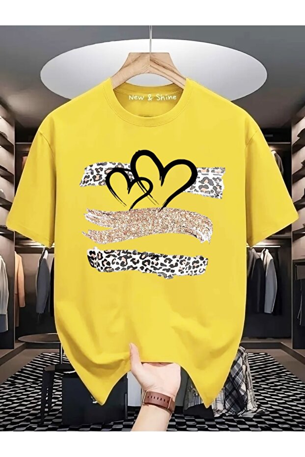Hearts Printed Oversize T-Shirt