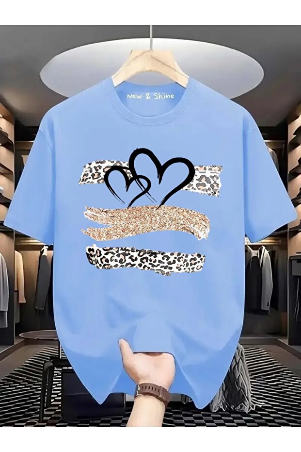 Hearts Printed Oversize T-Shirt