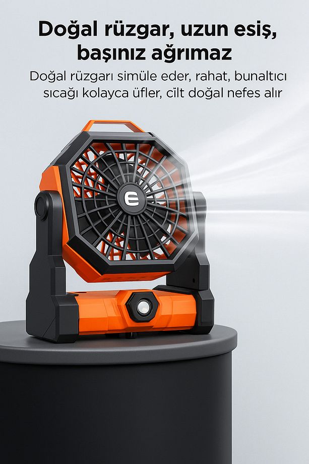 Taşınabilir LED Fenerli Kamp Vantilatörü, Şarj Edilebilir Çadır Vantilatörü X3 - 3