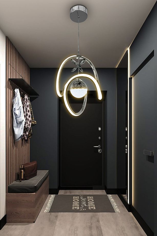 Badem Tek Toplu Modern Sarkıt Led Avize Kumandasız Krom - 6