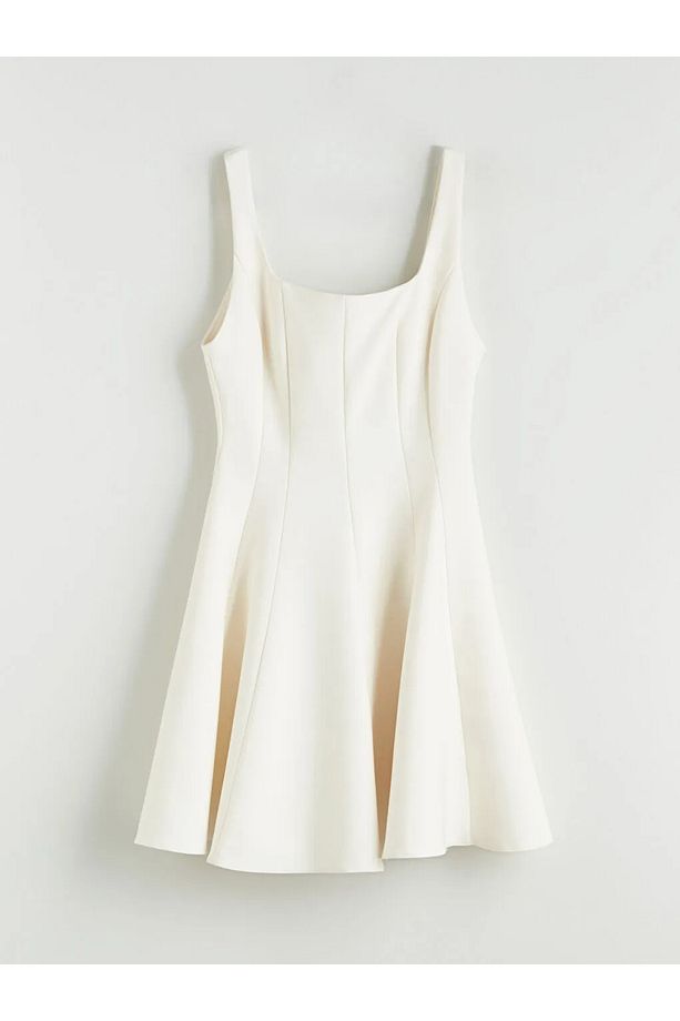 LCW Vision Ekru U Yaka Peplum Mini Elbise - 1