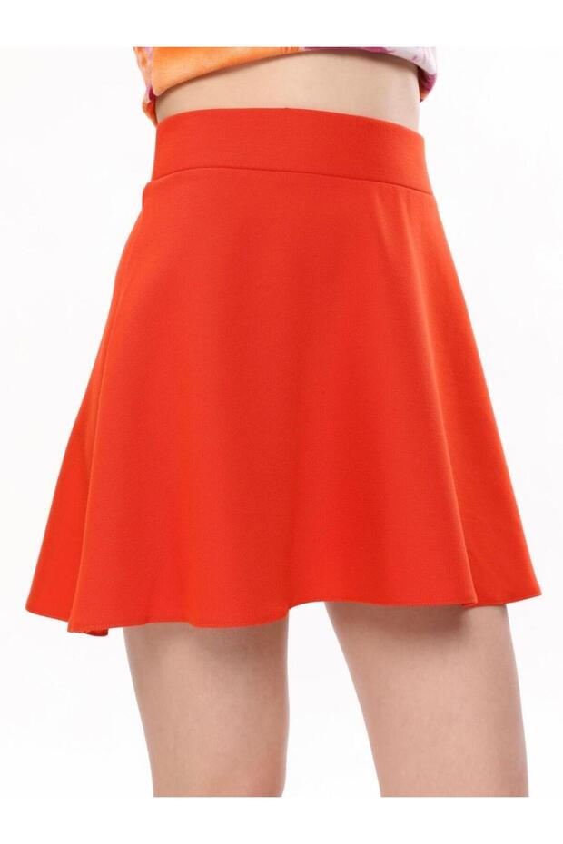 تنورة قصيرة واسعة - برتقالي - 2