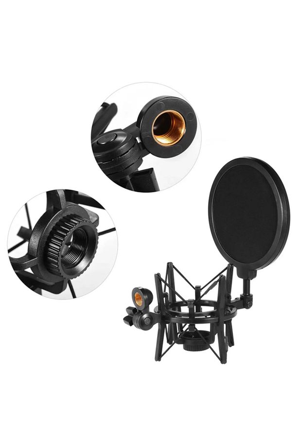 SH101 Mikrofon Tutucu Shock Mount ve Pop Filter - 2