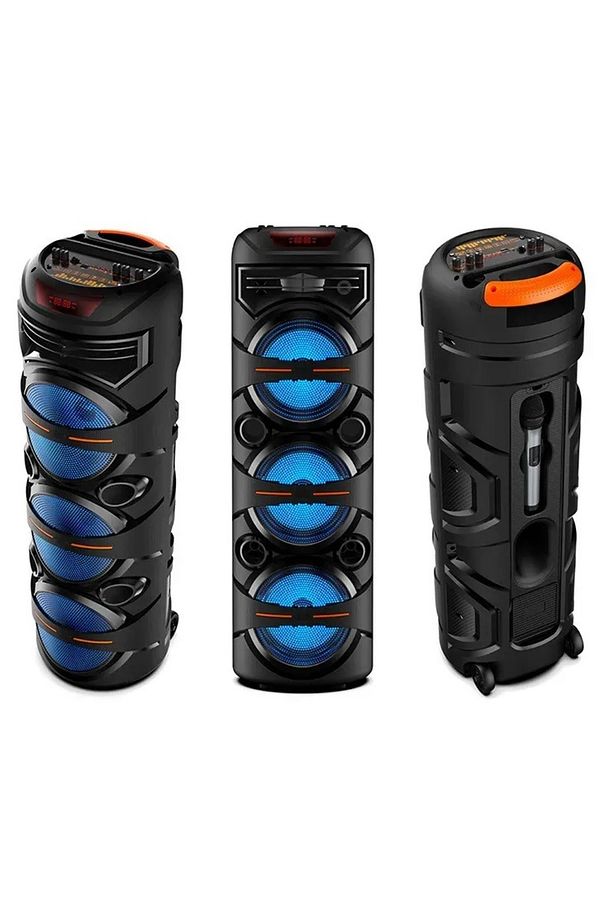 3X8 İNÇ BÜYÜK BOY TEKERLEKLİ BLUETOOTH SPEAKER ŞARJLI KABLOSUZ MİKROFONLU HOPARLÖR - 5