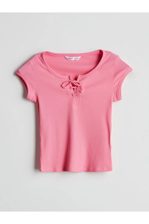 LCW Young Pembe Bağlamalı Yaka Kadın Şortlu Pijama Takımı - 2