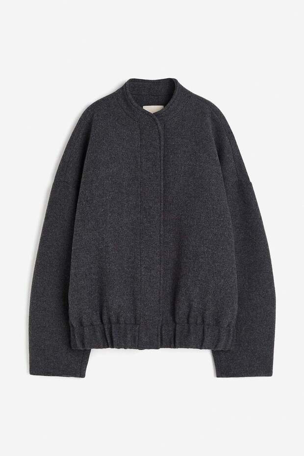 سترة بومبر كبيرة الحجم من مزيج الصوف - 1