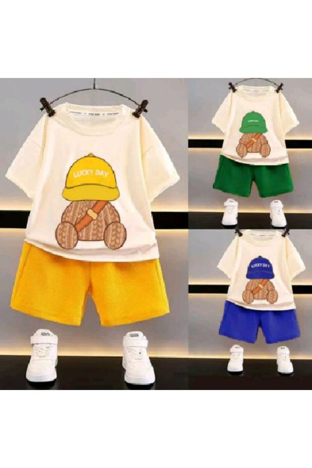 Hat Teddy Bear Printed 100% Cotton 3-Piece Children's Underwear Set
