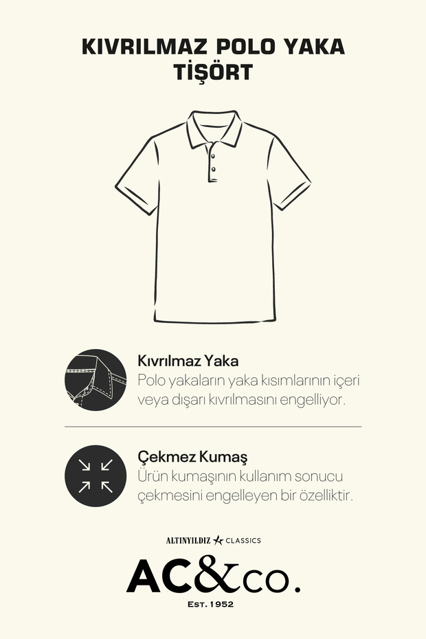 Erkek Çekmeyen Pamuklu Kumaş Comfort Fit Rahat Kesim Vizon Kıvrılmaz Polo Yaka Cepli Tişört - 5
