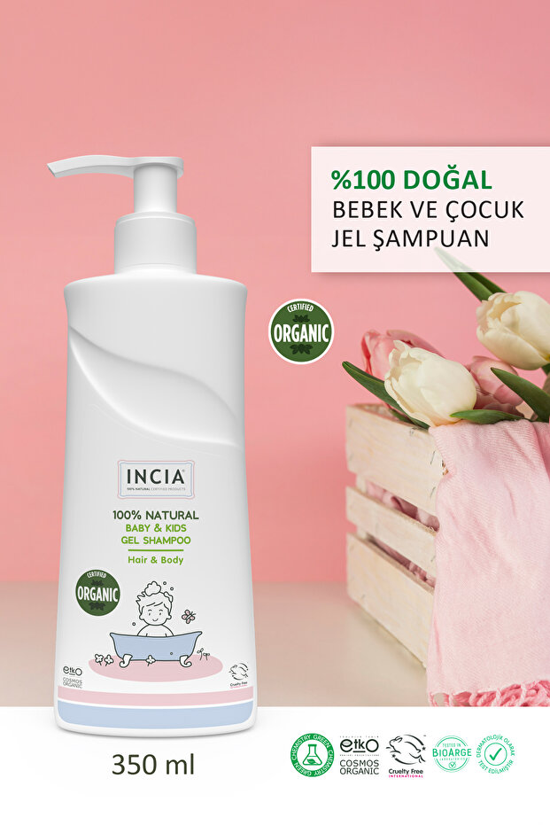 %100 Doğal Organik Sertifikalı Bebek ve Çocuk Jel Şampuanı Saç Vücut Lavanta Konak Önleyici 350 ml - 2