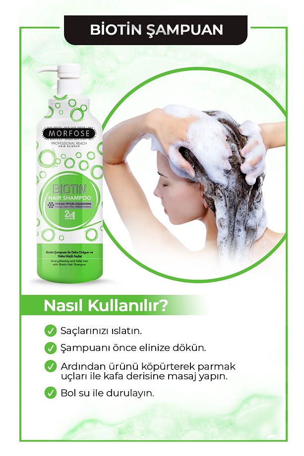 Biotin Içeren Saç Şampuanı 1000 ml 2 Adet - 3