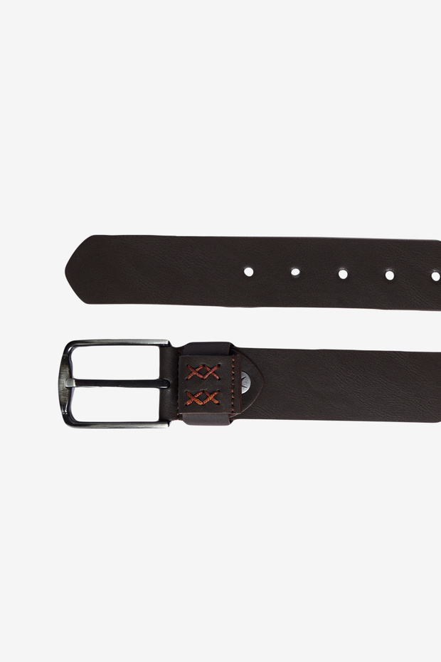 Erkek Lacivert-Kahverengi Özel Ahşap Hediye Kutulu 2'li Kot Kemeri Seti Damat Bohçası - 5