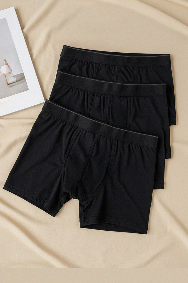 Siyah 3'lü Paket Düz Boxer TMNAW20BX0063 - 1