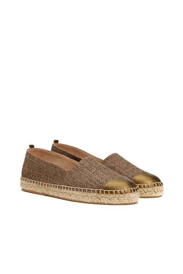 Bej Rengi, Yuvarlak Burun, Kauçuk Tabanlı Espadril - 1