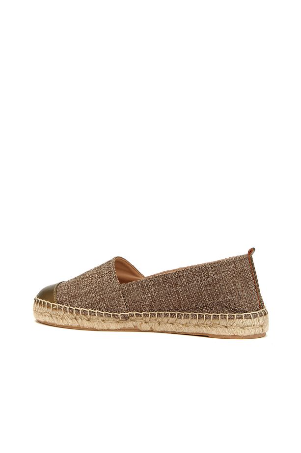 Bej Rengi, Yuvarlak Burun, Kauçuk Tabanlı Espadril - 3