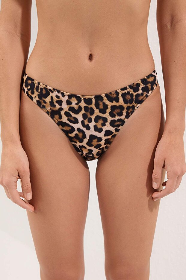 Leopar Ve Siyah 2'li Regular Normal Bel Bikini Altı TBESS25BA00054 - 5