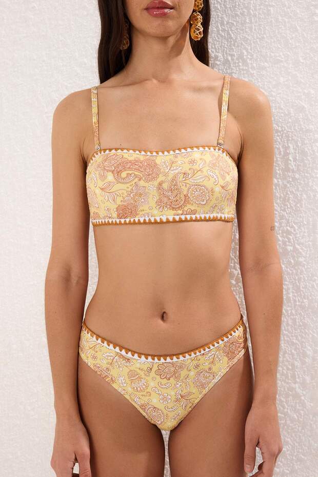 Şal Desen Nakışlı Straplez Kaplı Regular Normal Bel Bikini Takımı TBESS25BT00138 - 3