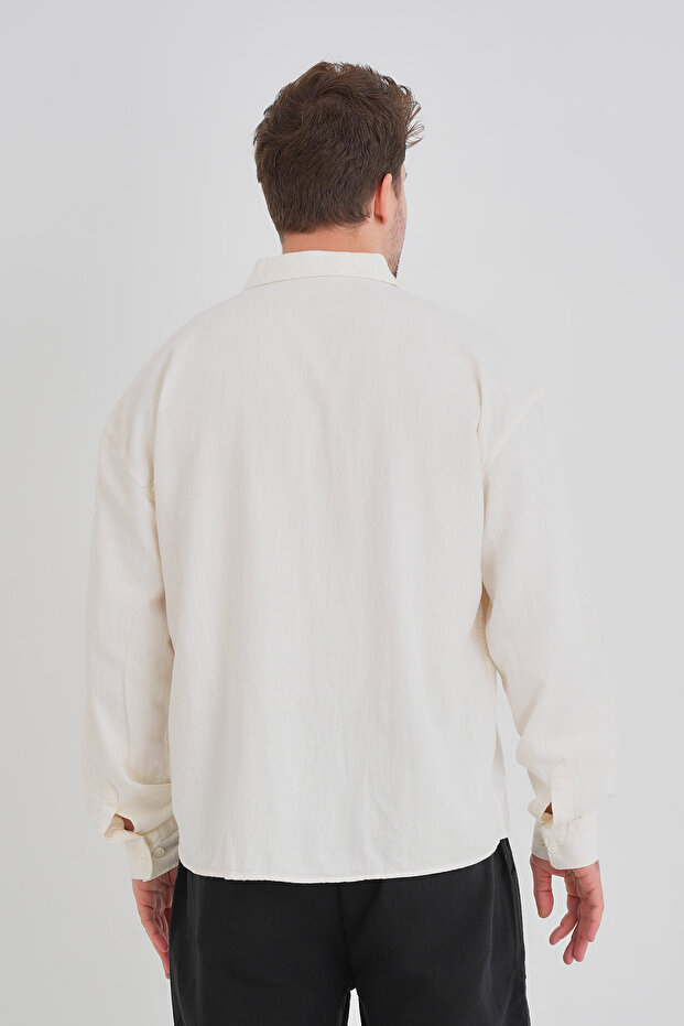 Bond Keten Oversize Rahat Kalıp Premium Kumaş Basic Gömlek - 8