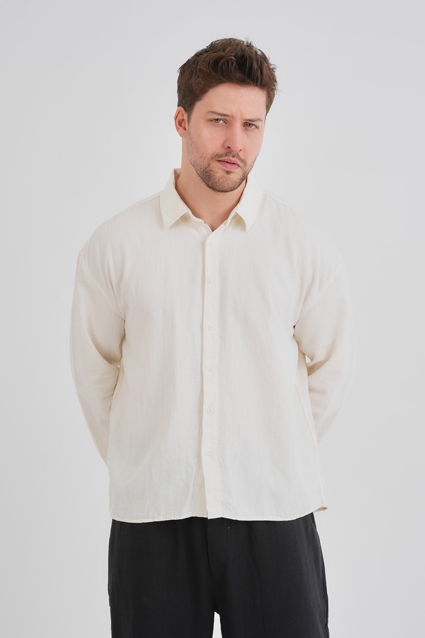 Bond Keten Oversize Rahat Kalıp Premium Kumaş Basic Gömlek - 1