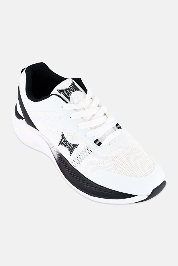 Men Lace Up Brand Logo Training Shoes, White
