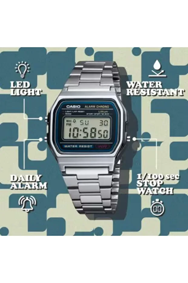 CASIO Unisex Digital Grey Dial Watch - A-158WA-1D - 2