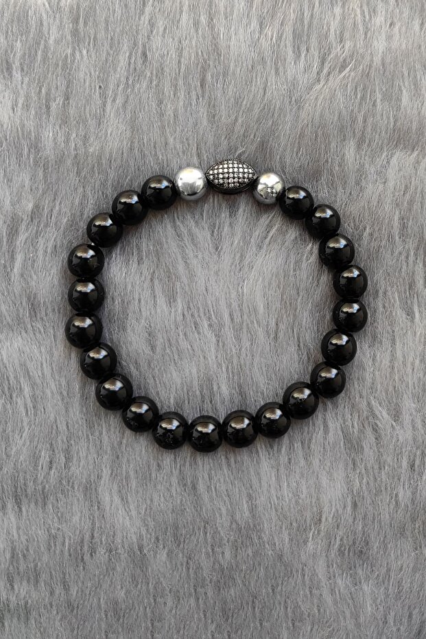 سوار رجالي من حجر العونكس الطبيعي المرن ey18