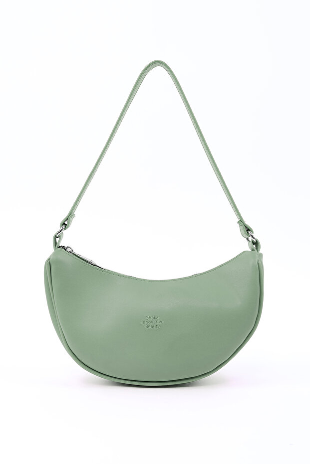 Mint Green Shk26 Single Compartment Faux Leather Hand and Shoulder Bag L:12 W:26 W:6 cm