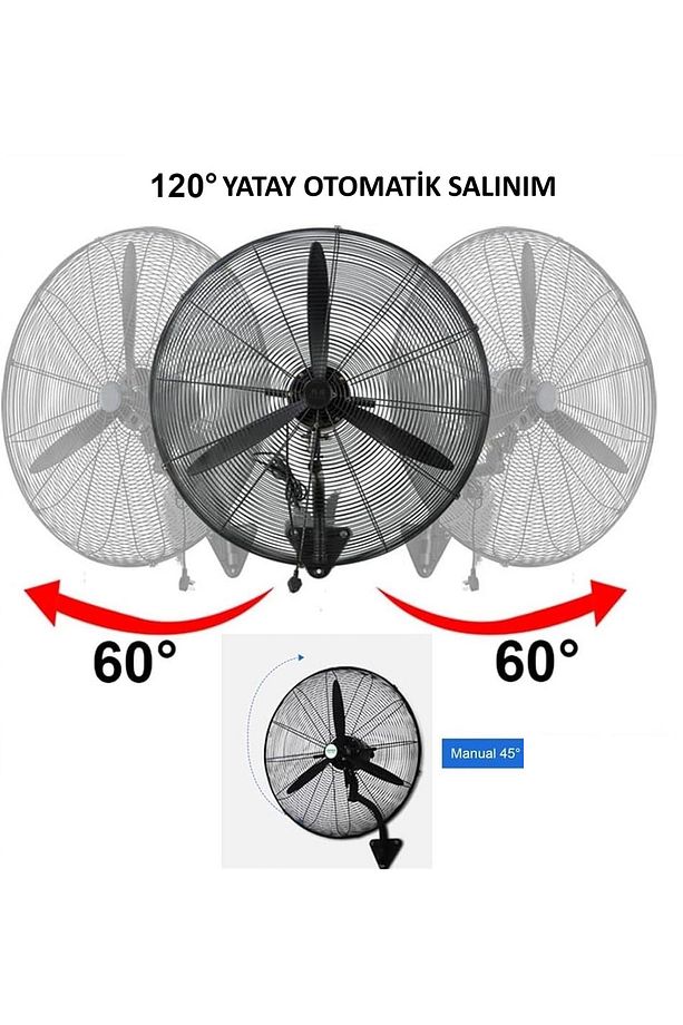 30" Vantilatör 200W Duvar Tipi Sanayi Tipi Endüstriyel Kablolu ve Uzaktan Kumandalı (75cm Çap) - 5