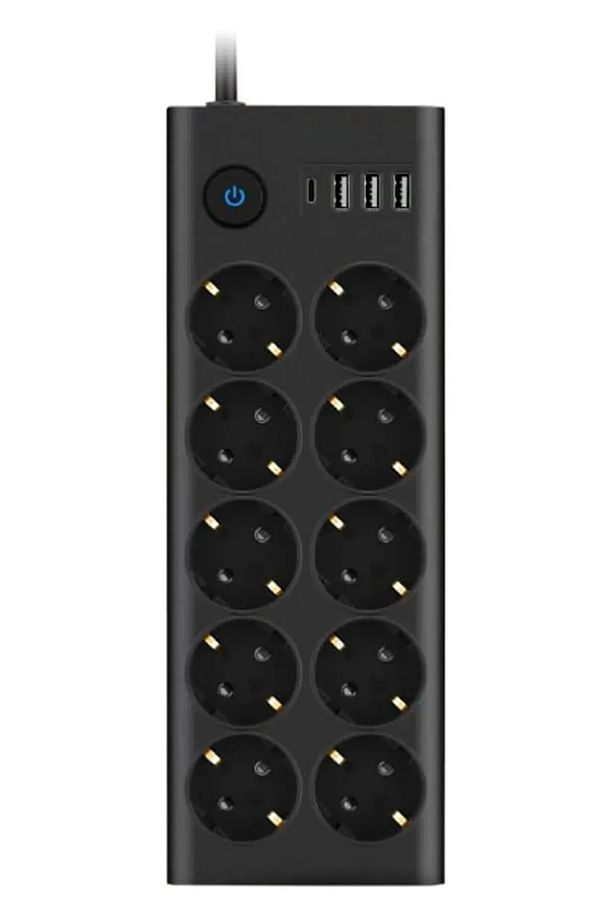 2 MT Uzatma Kablosu Çoklu Priz Termal Akım Korumalı 10'lu Priz 3X USB 1X Type-C Çıkışlı Priz - 1