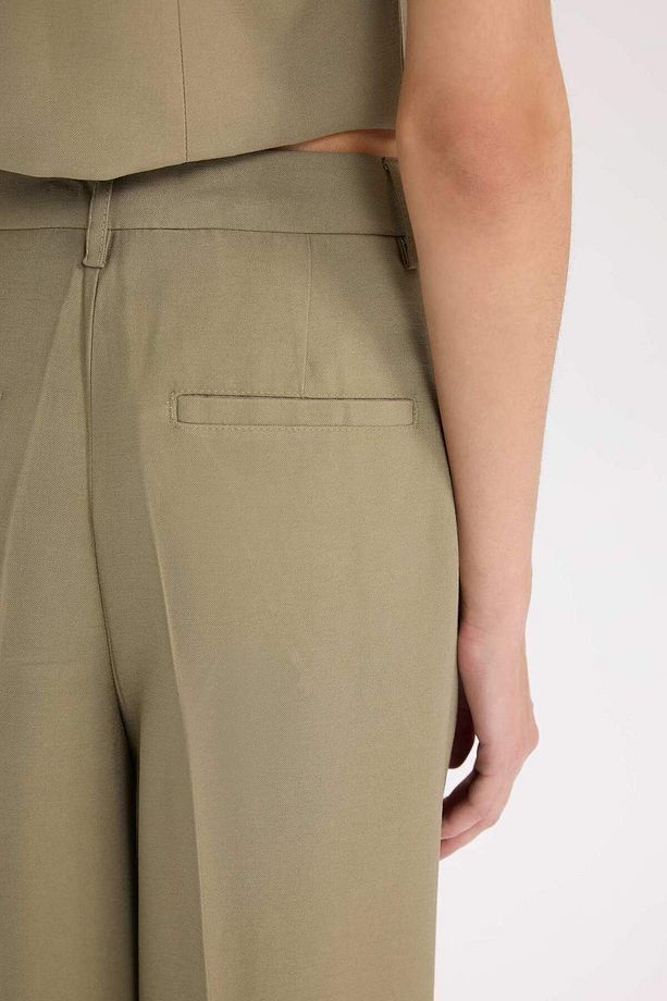 Wide Leg Yüksek Bel Geniş Paça Çift Cepli Basic Düz Piliseli Klasik Pantolon D4564AX24AU - 7
