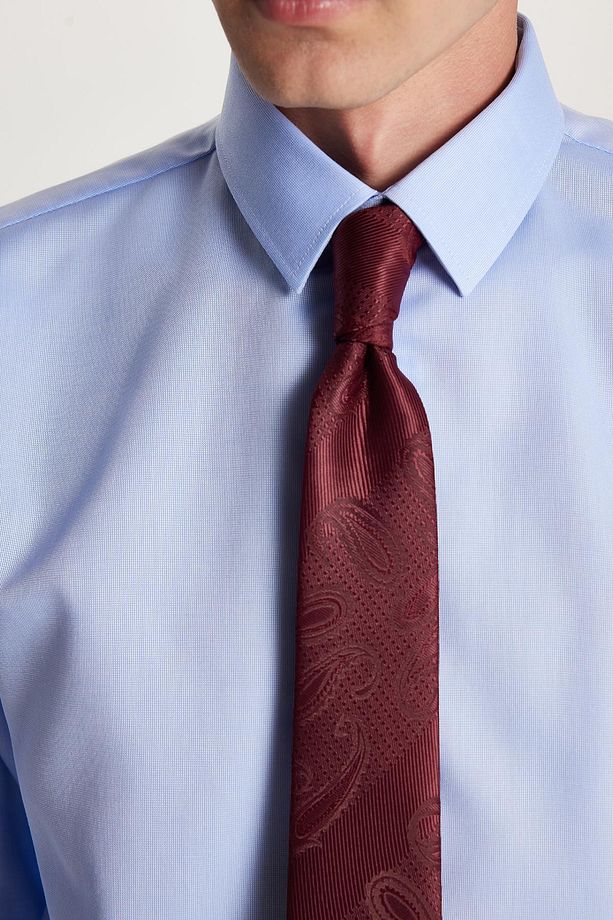 Slim Fit Mavi Non-Iron %100 Pamuk Doğa Dostu Ekoteks Belgeli Ütü Gerektirmez Gömlek - 3