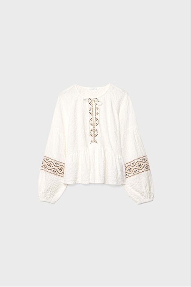 Dökümlü nakışlı bluz - 6