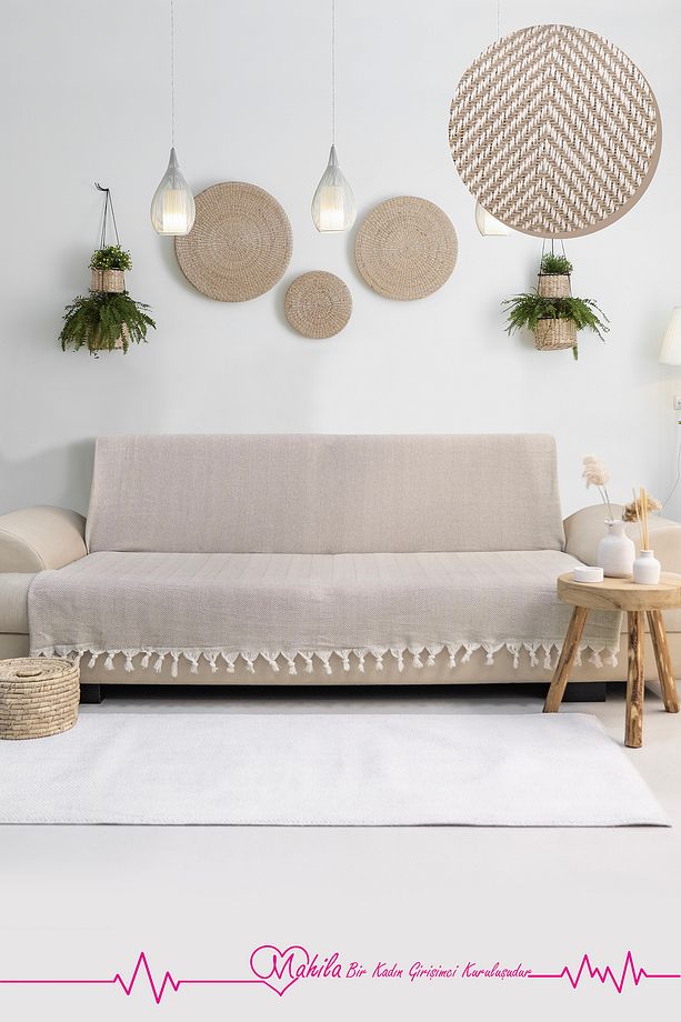 Klasik Pamuklu Koltuk Örtüsü | 180x210cm Balık Sırtı Desen Koltuk Örtüsü - 1