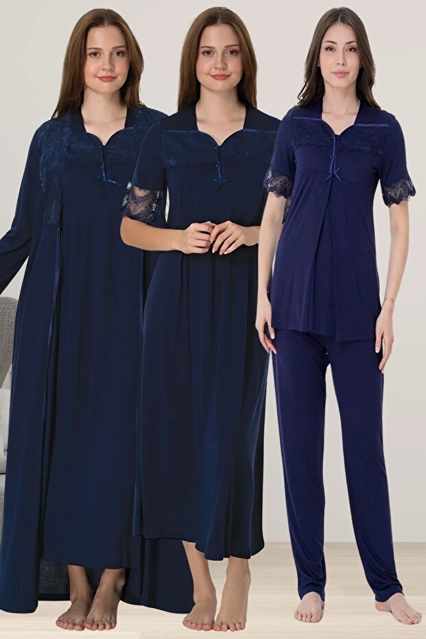 Maternity Maternity Morning Nightgown and Pajama Set 4 Piece Maternity Set