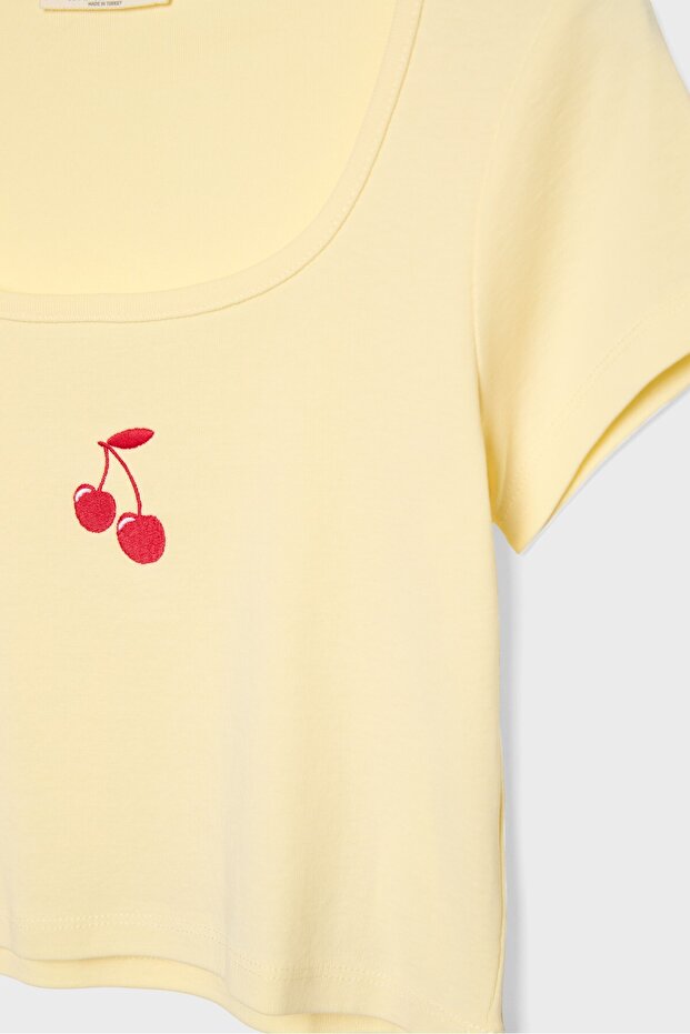 Baskılı crop tişört - 7