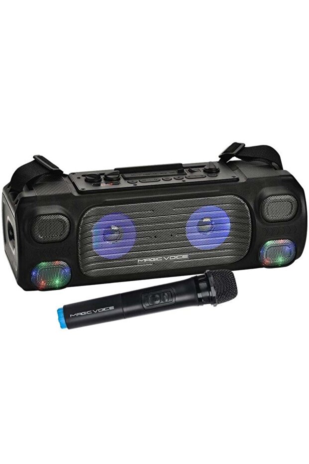 MV-7001 VHF El Mikrofonlu USB-SD-Bluetooth Işıklı 40 W Taşınabilir Şarjlı Seyyar Anfi - 2