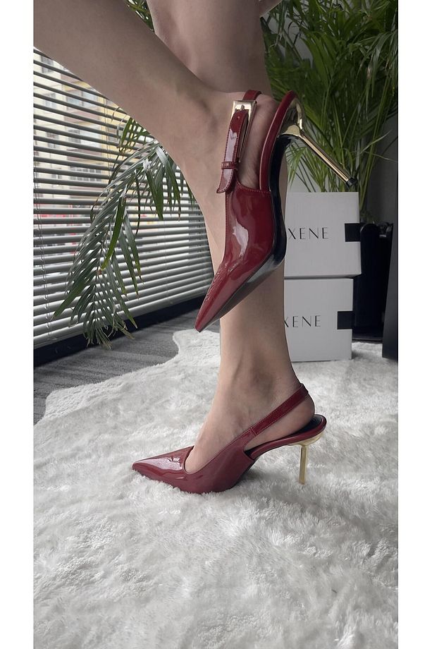 BATA SİVRİ BURUN RUGAN TOPUK DEKOLTELİ 9,5 CM İNCE TOPUK STİLETTO TOPUKLU AYAKKABI - 4