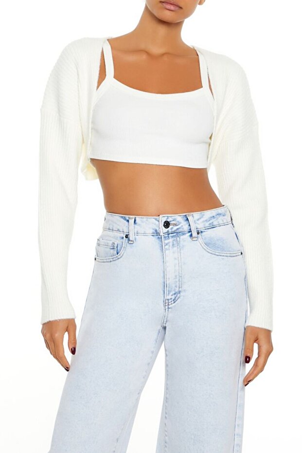 Örgü Crop Hırka - 2