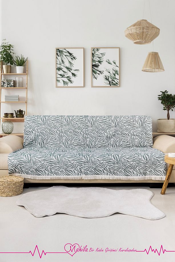 Klasik Pamuklu Koltuk Örtüsü | 160x220 cm Zebra Desen Koltuk Örtüsü - 1