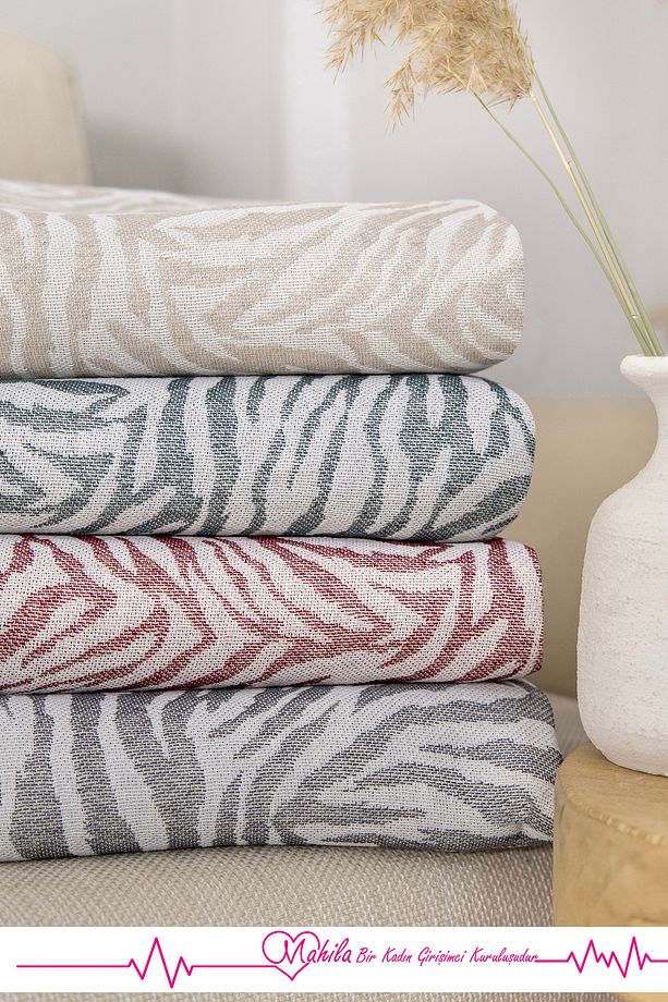 Klasik Pamuklu Koltuk Örtüsü | 160x220 cm Zebra Desen Koltuk Örtüsü - 3