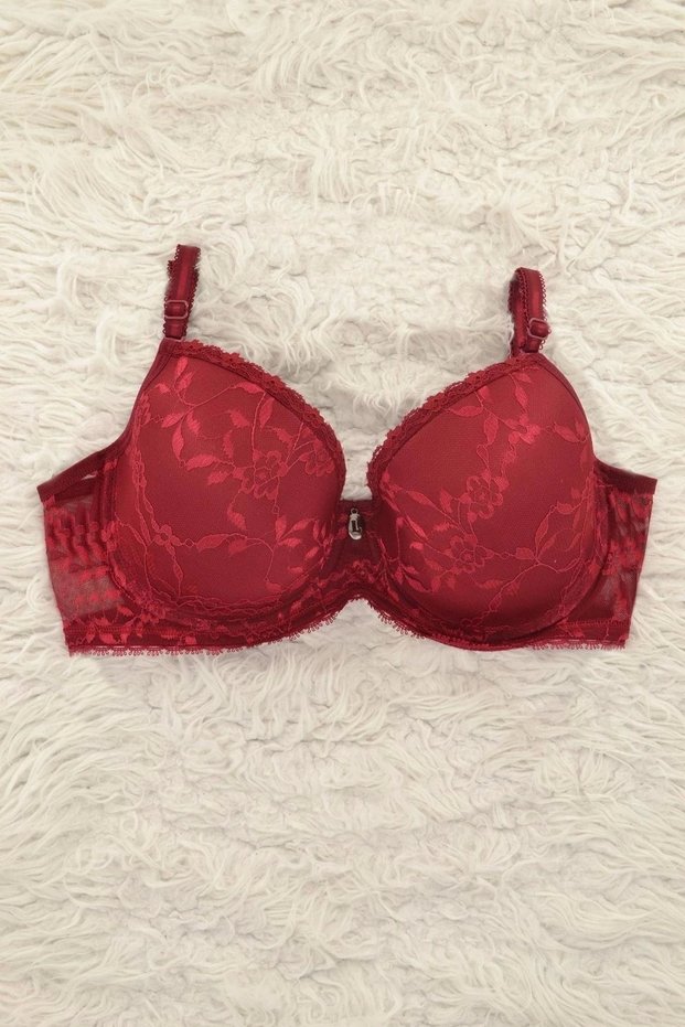 Unpadded, Unpadded Underwire Lace Burgundy Women's Bra - 7012