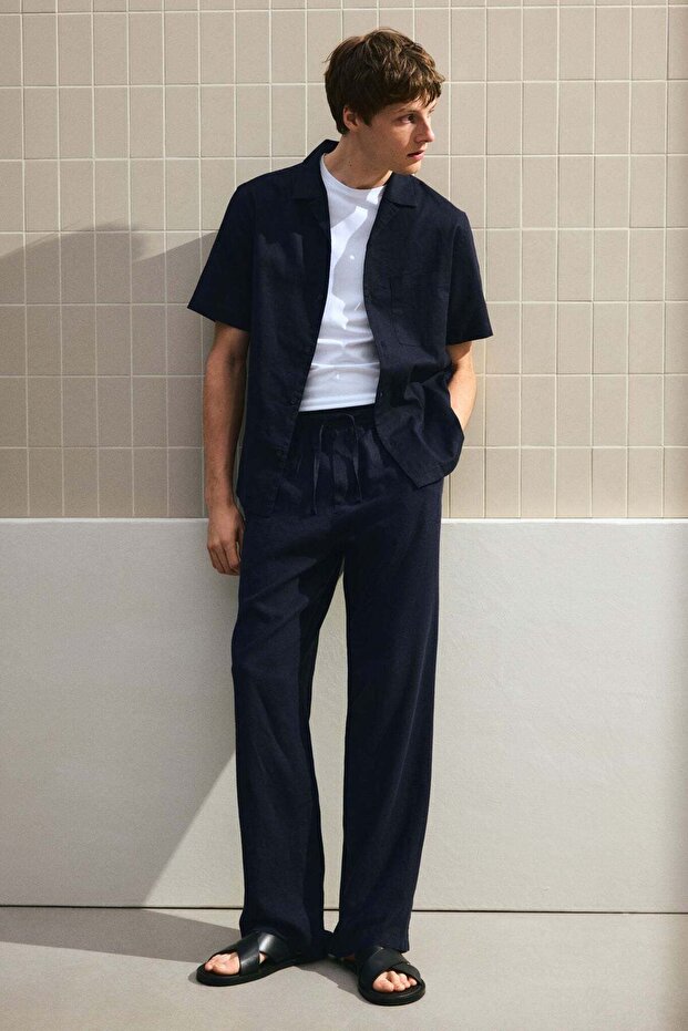 Relaxed Fit Linen-blend trousers