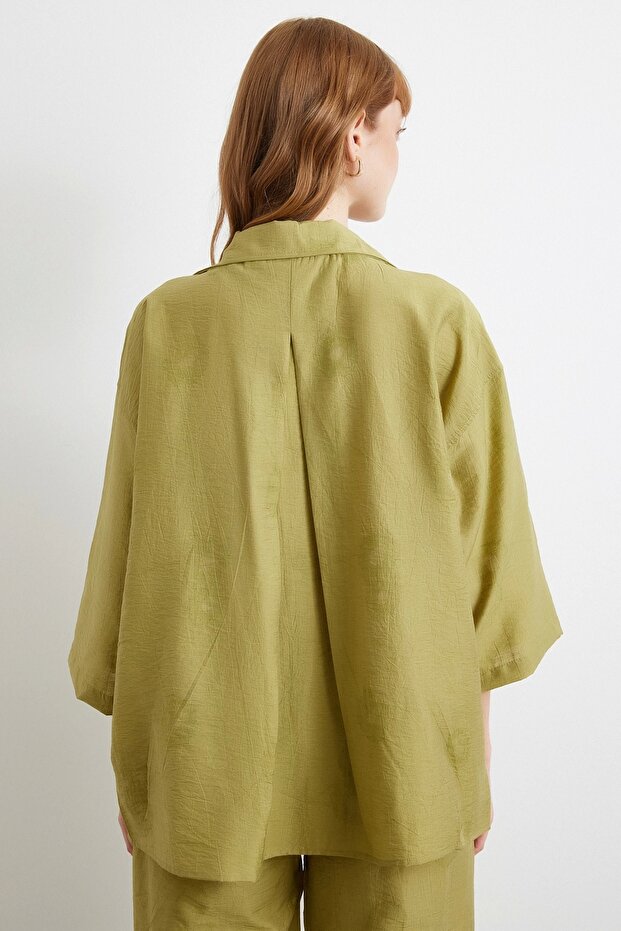 Fakir Kol Oversize Gömlek Yeşil - 6