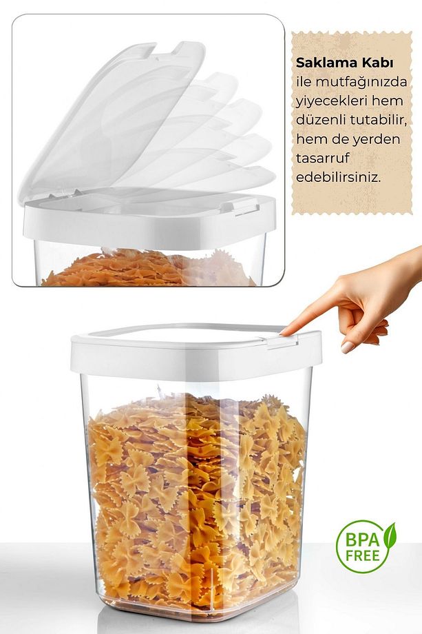 2'li Mega Un Bakliyat Erzak Kabı - Kilit Kapaklı Deterjanlık Toz Deterjan Saklama Kutusu 2x6 Lt - 3