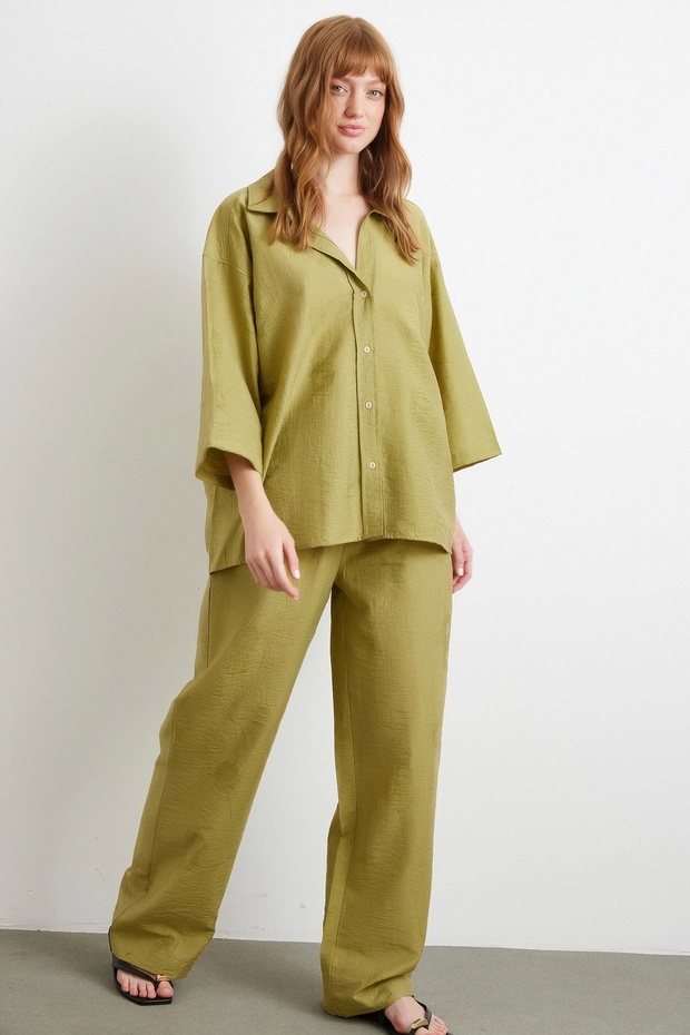 Fakir Kol Oversize Gömlek Yeşil - 2