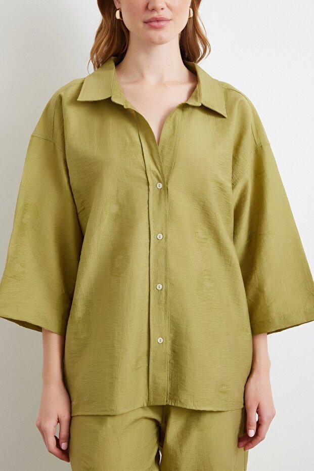 Fakir Kol Oversize Gömlek Yeşil - 4