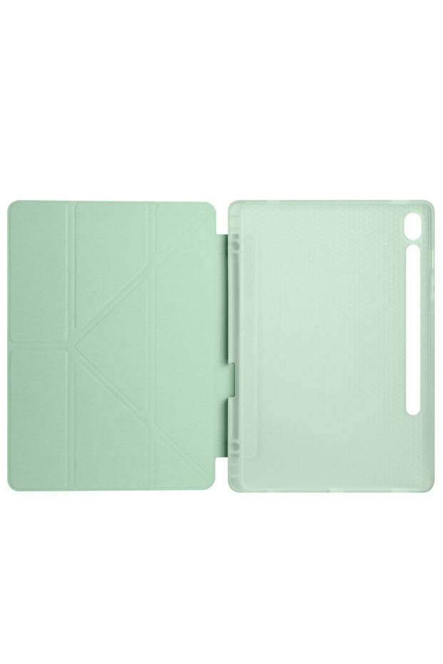 حافظة Galaxy Tab S9 FE متوافقة مع SYS ثلاثية الطي مع حامل ومقصورة قلم - أزرق - 4