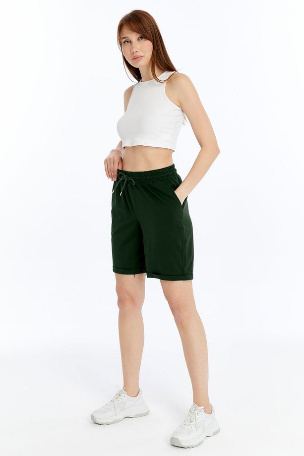 Kadın Duble Paça Oversize Rahat Kalıp Şort - 4