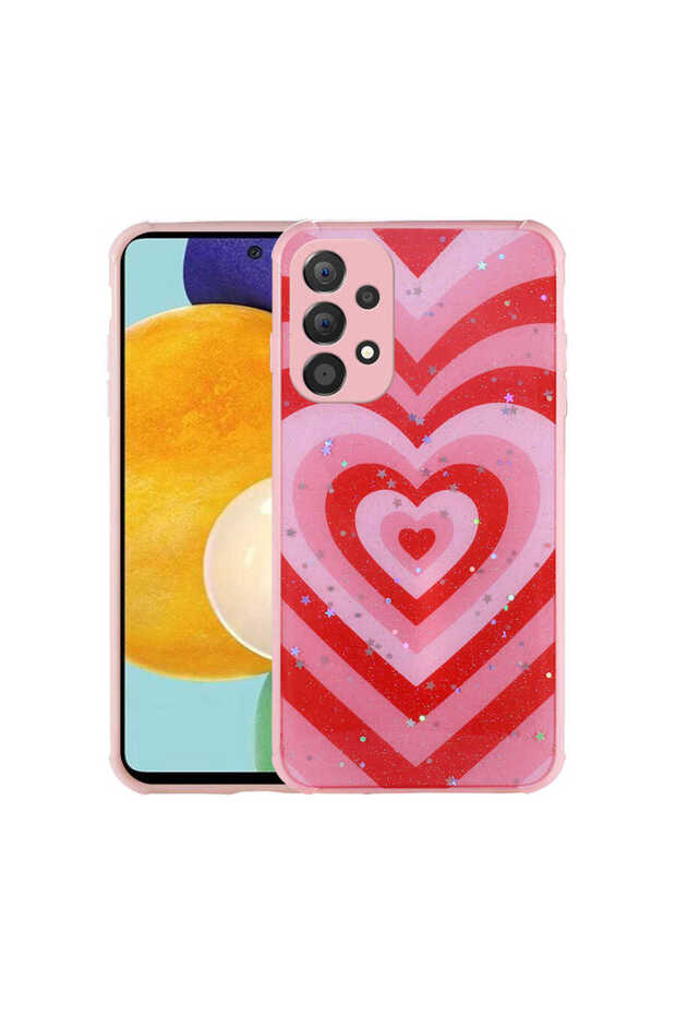 حافظة لهاتف Galaxy A32 4G، غطاء لامع بنمط لامع مع حماية للكاميرا - قلب