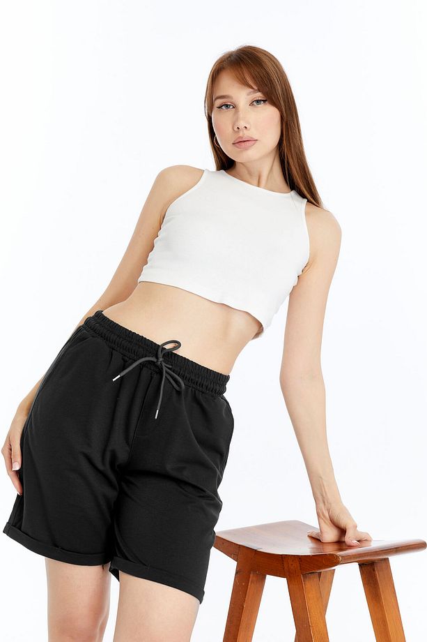 Kadın Duble Paça Oversize Rahat Kalıp Şort - 2